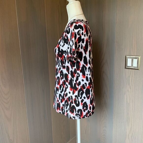 LAURA ASHLEY White w/Black&Red Tee & Bling S - Picture 3 of 7